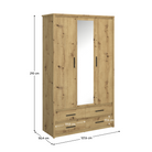 Dulap cu oglindă 3D4S, stejar Artisan, AIRON Kondela