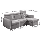 Canapea extensibilă LECCO B, gri deschis, 220x140x84 cm Kondela