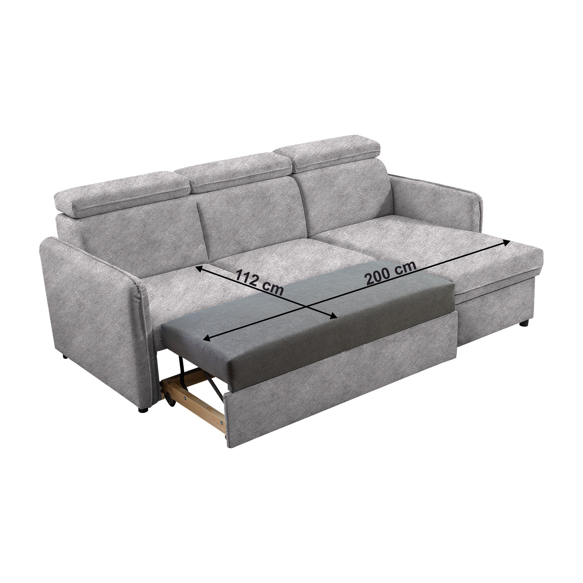 Canapea extensibilă LECCO B, gri deschis, 220x140x84 cm Kondela