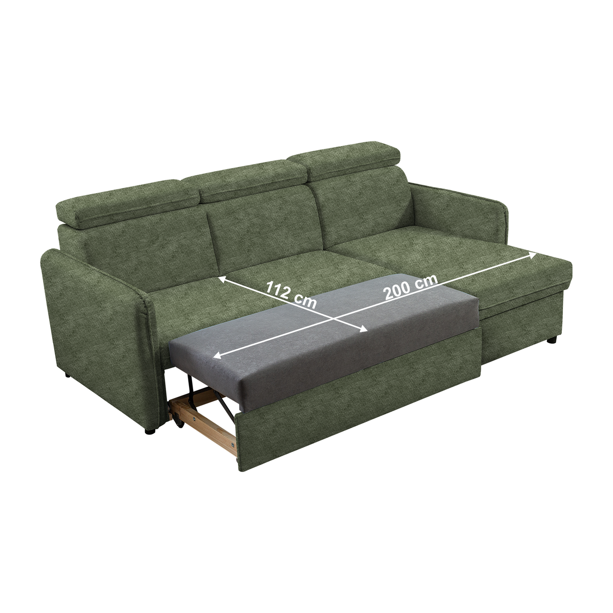 Canapea extensibilă LECCO B, verde, 220x140x84 cm Kondela