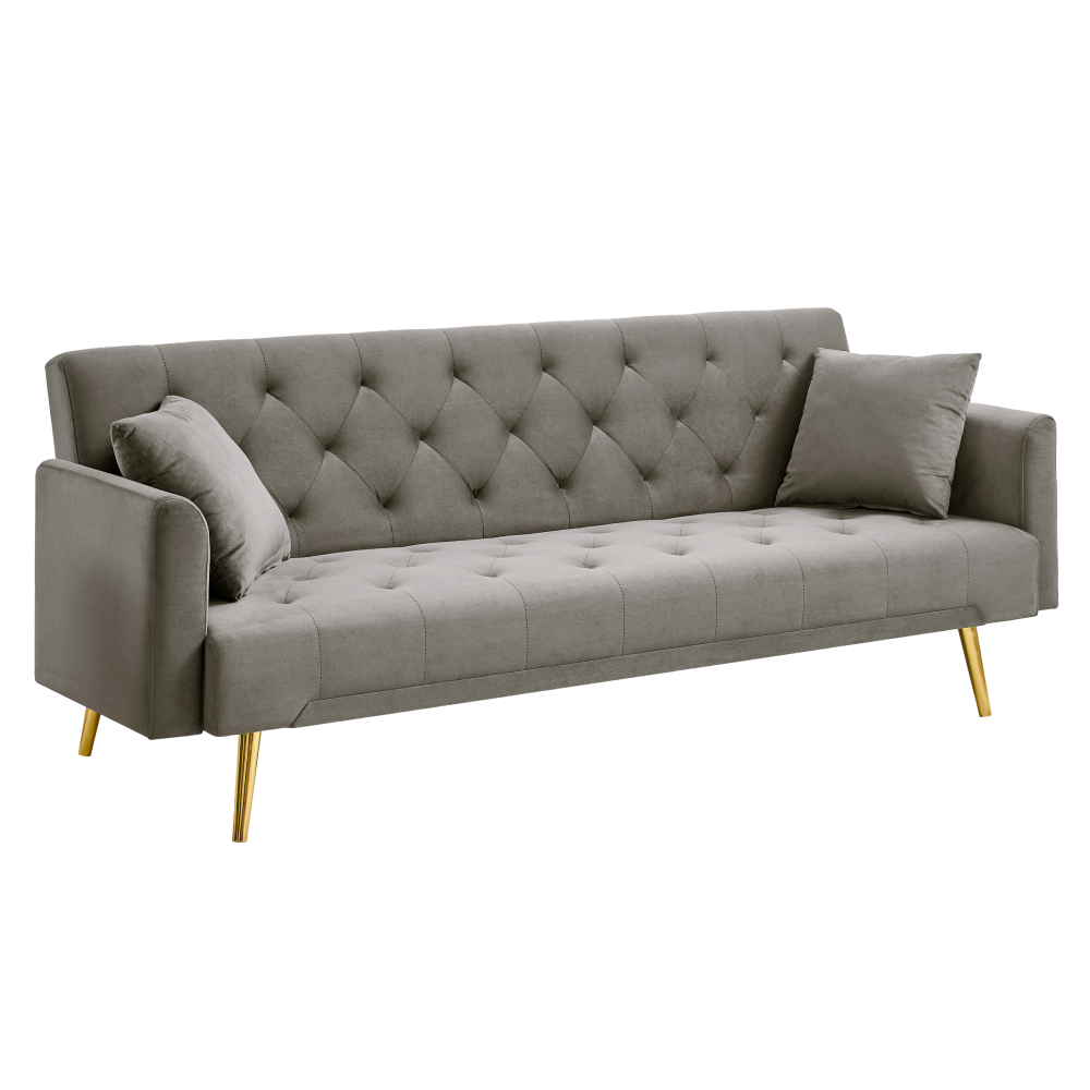 Canapea extensibilă LUCCA, gri-maroniu Taupe/auriu, 187x86x78.5 cm Kondela