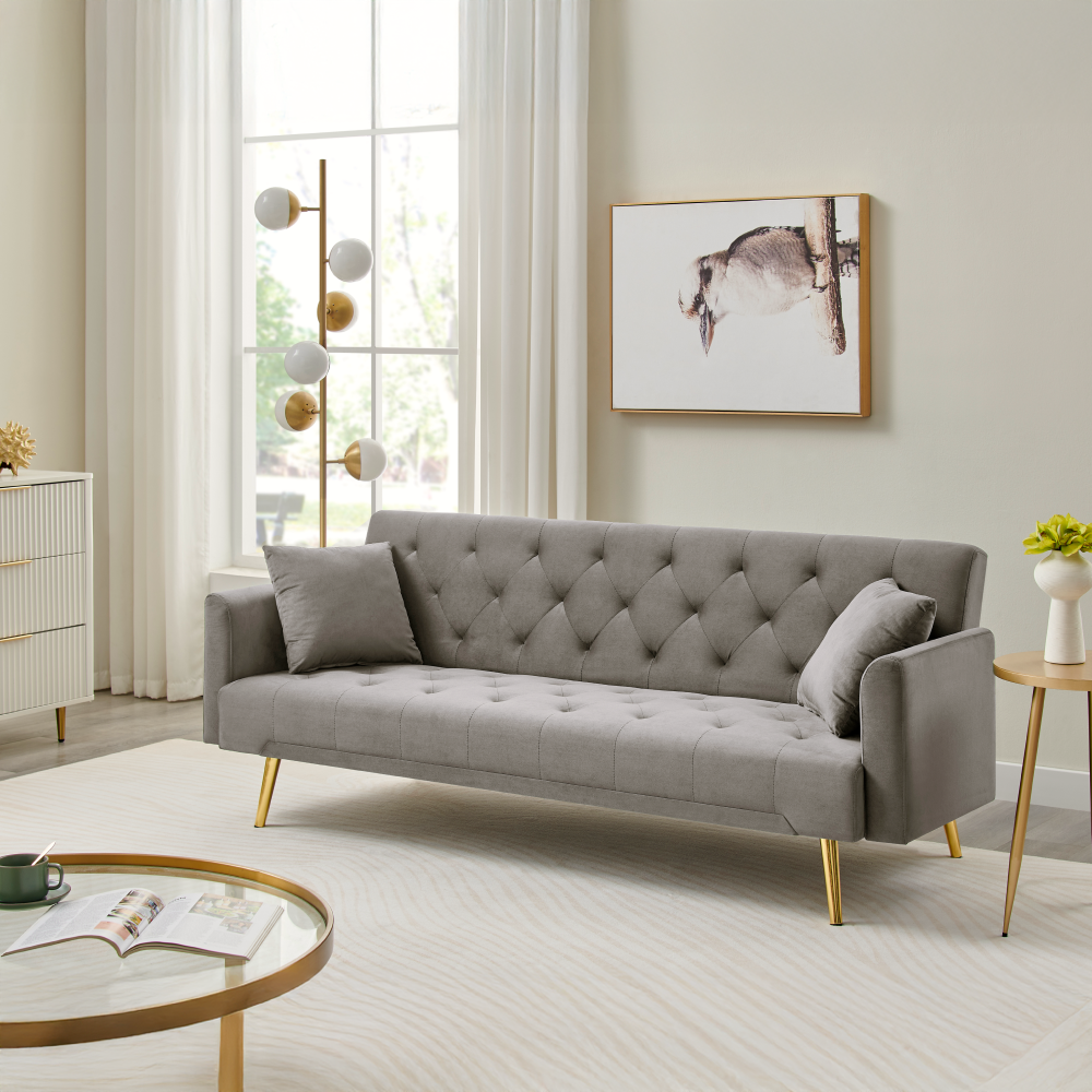 Canapea extensibilă LUCCA, gri-maroniu Taupe/auriu, 187x86x78.5 cm Kondela