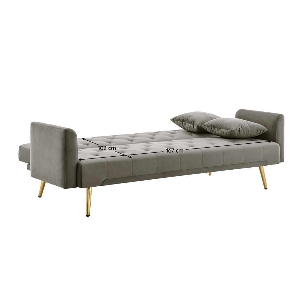 Canapea extensibilă LUCCA, gri-maroniu Taupe/auriu, 187x86x78.5 cm Kondela