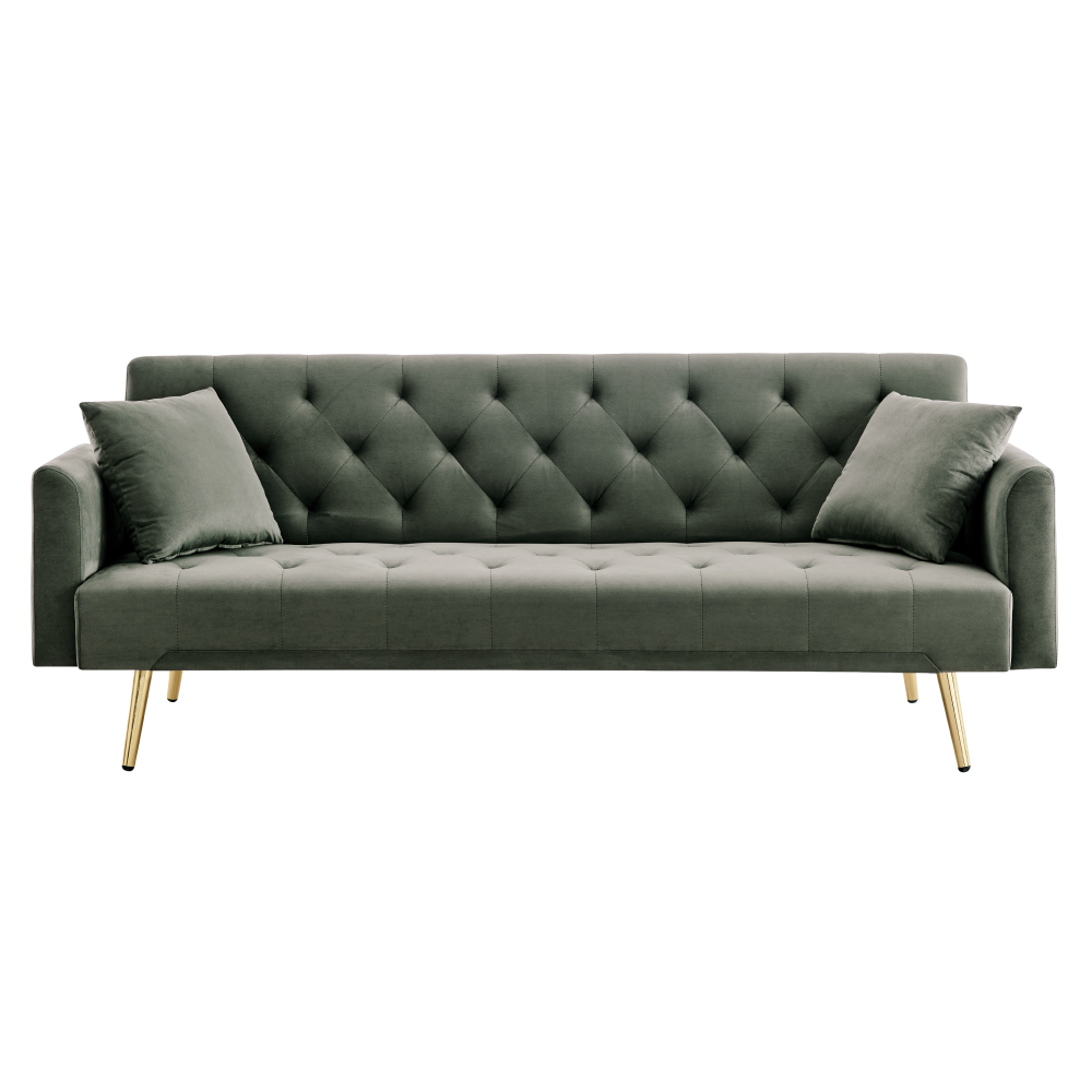Canapea extensibilă LUCCA, verde închis/auriu, 187x86x78.5 cm Kondela