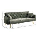 Canapea extensibilă LUCCA, verde închis/auriu, 187x86x78.5 cm Kondela
