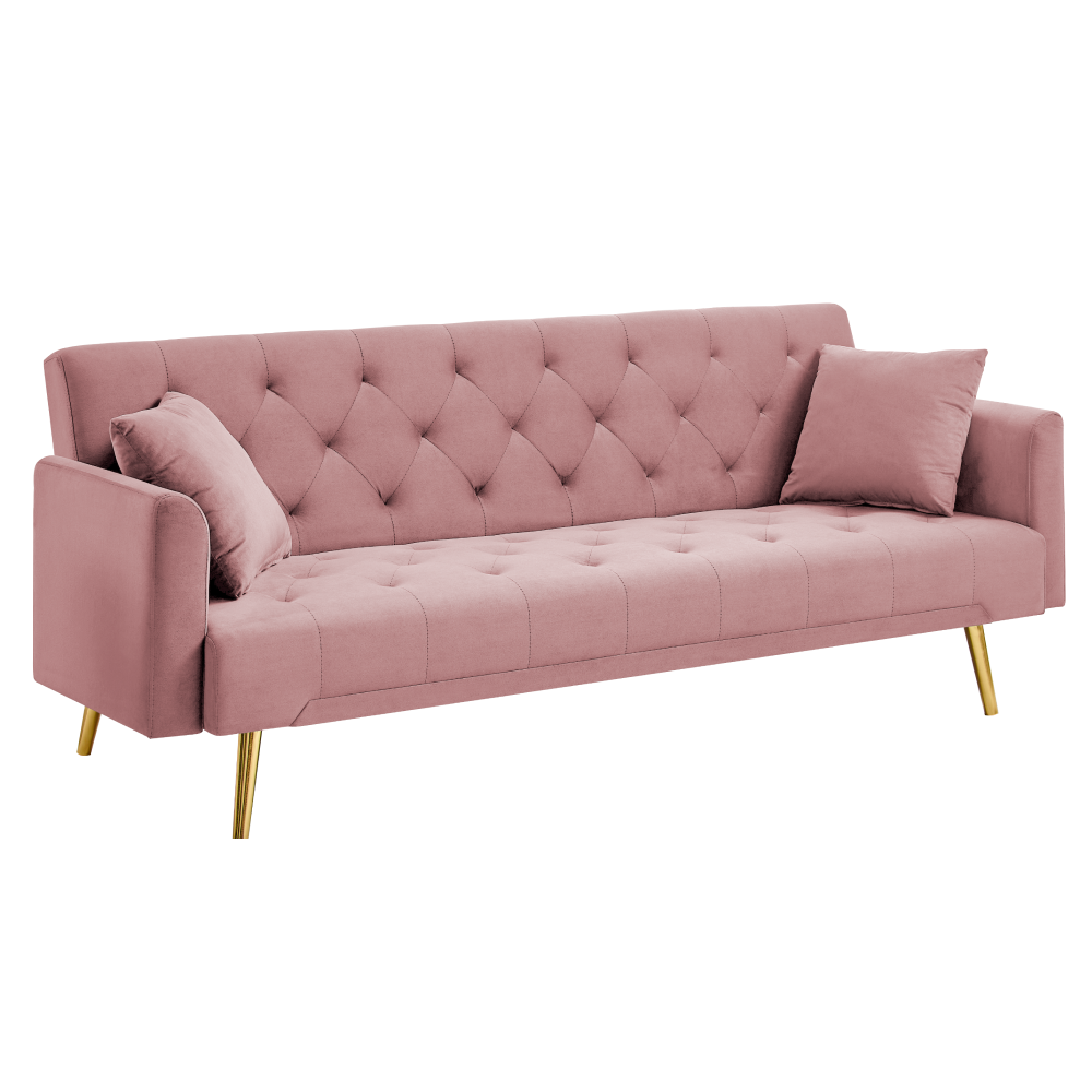 Canapea extensibilă LUCCA, roz/auriu, 187x86x78.5 cm Kondela