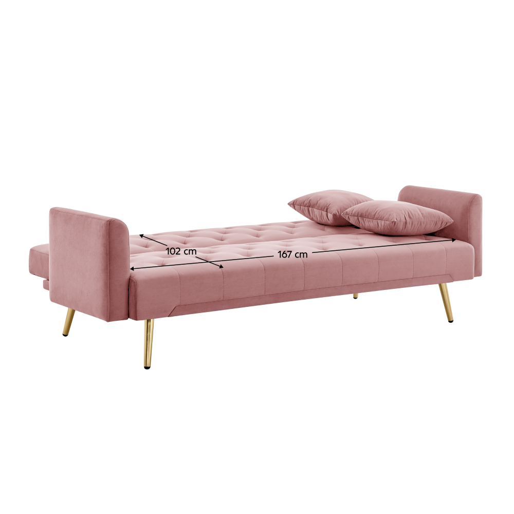 Canapea extensibilă LUCCA, roz/auriu, 187x86x78.5 cm Kondela
