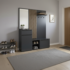 Set de hol NETTUNO, antracit extra lucios /stejar artisan, 150x38.2x190 cm Kondela