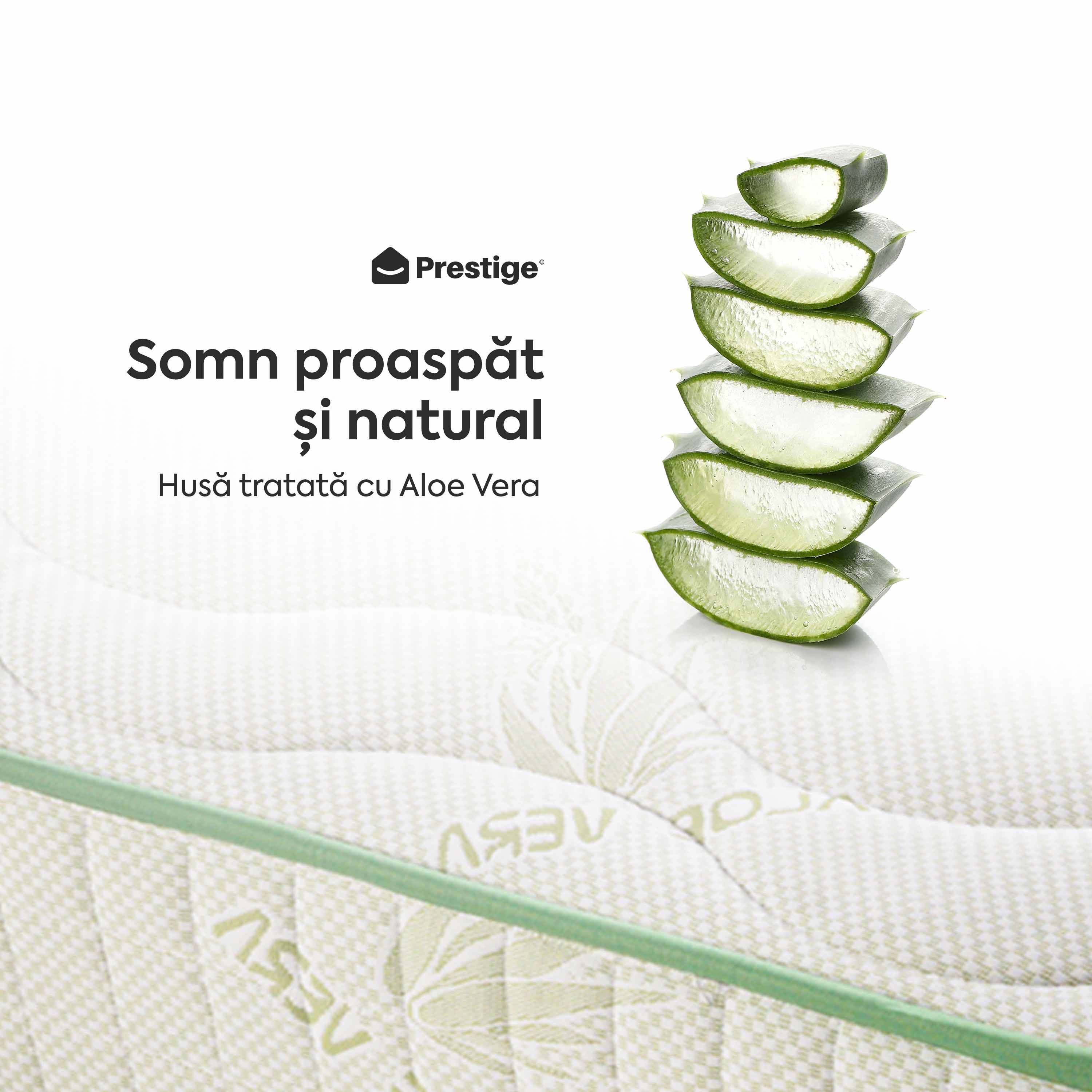 Saltea ALOE VERA THERAPY, spumă poliuretanică, reversibilă, hipoalergenică, super ortopedică, Grosime 19 cm   - Prestige Home 