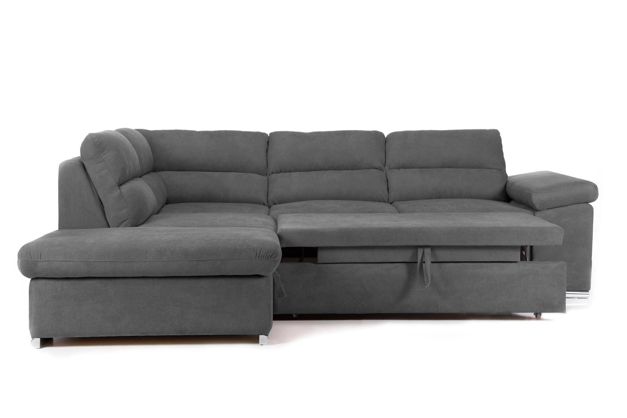 Colțar Extensibil ALONSO, cu ladă de depozitare, variante stânga/dreapta 260x220x85 cm Gri-Inchis-Enjoy Stanga Prestige Home