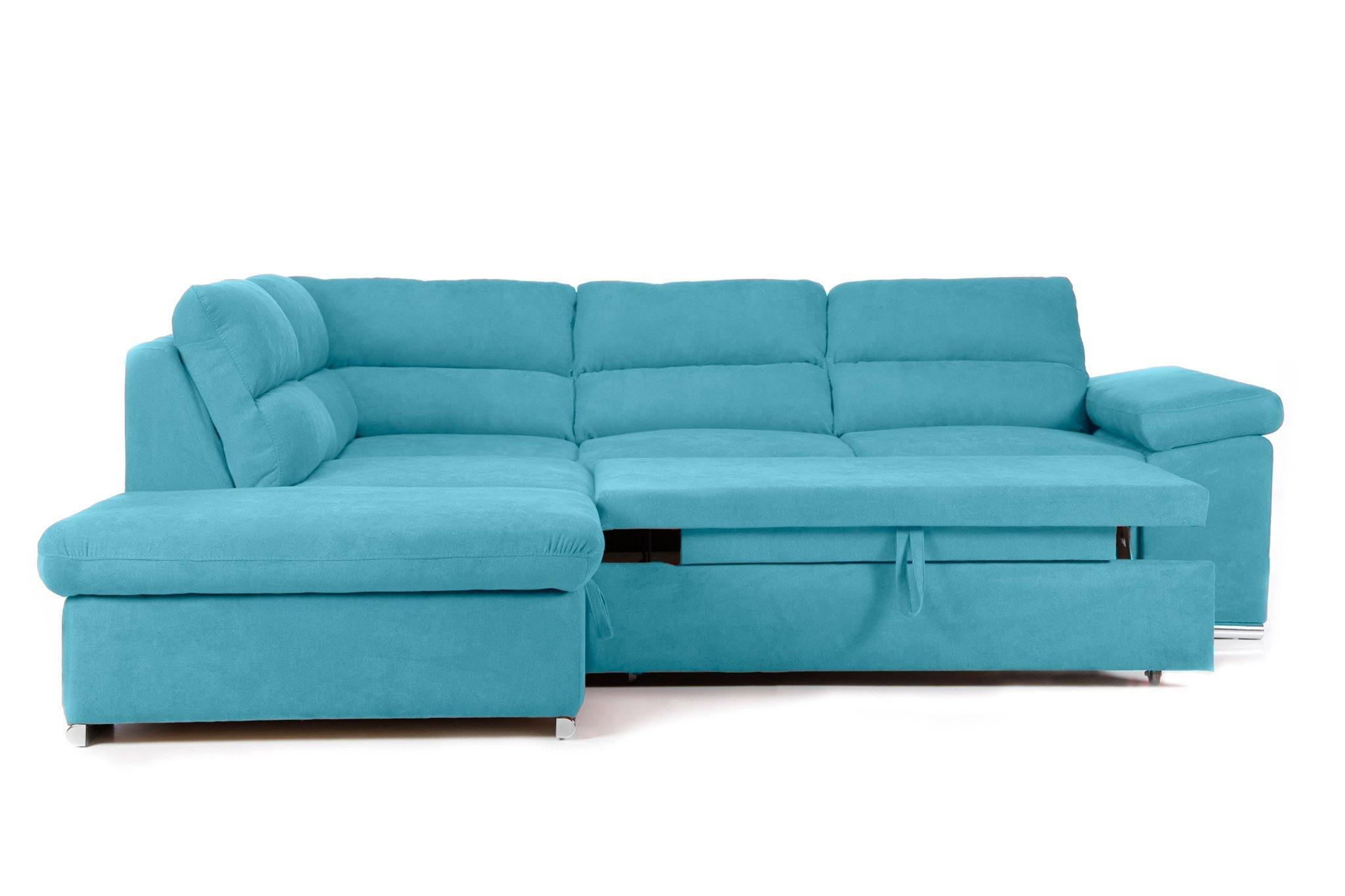 Colțar Extensibil ALONSO, cu ladă de depozitare, variante stânga/dreapta 260x220x85 cm Turcoaz-Enjoy Stanga Prestige Home
