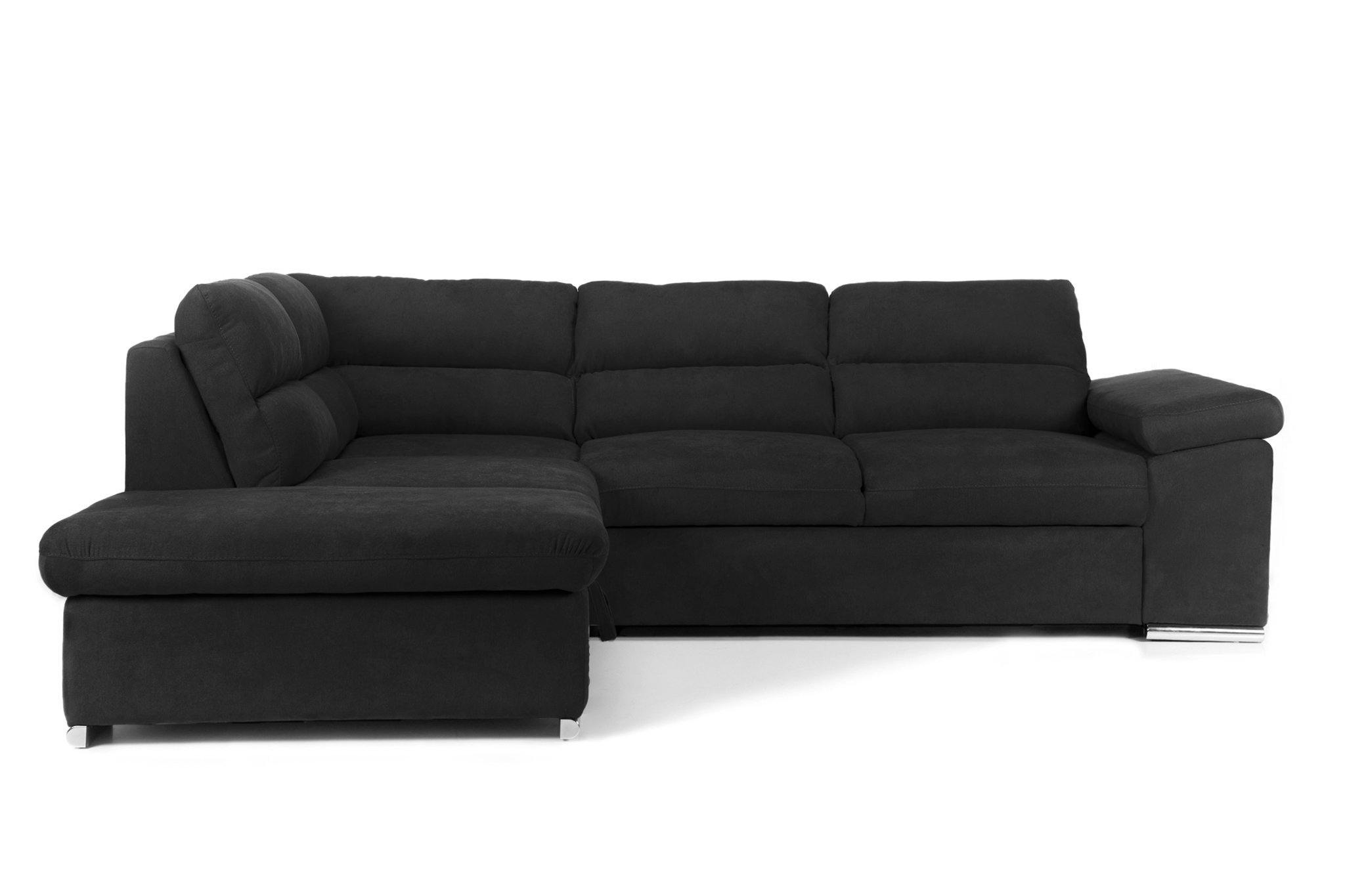 Colțar Extensibil ALONSO, cu ladă de depozitare, variante stânga/dreapta 260x220x85 cm Negru-Enjoy Stanga Prestige Home