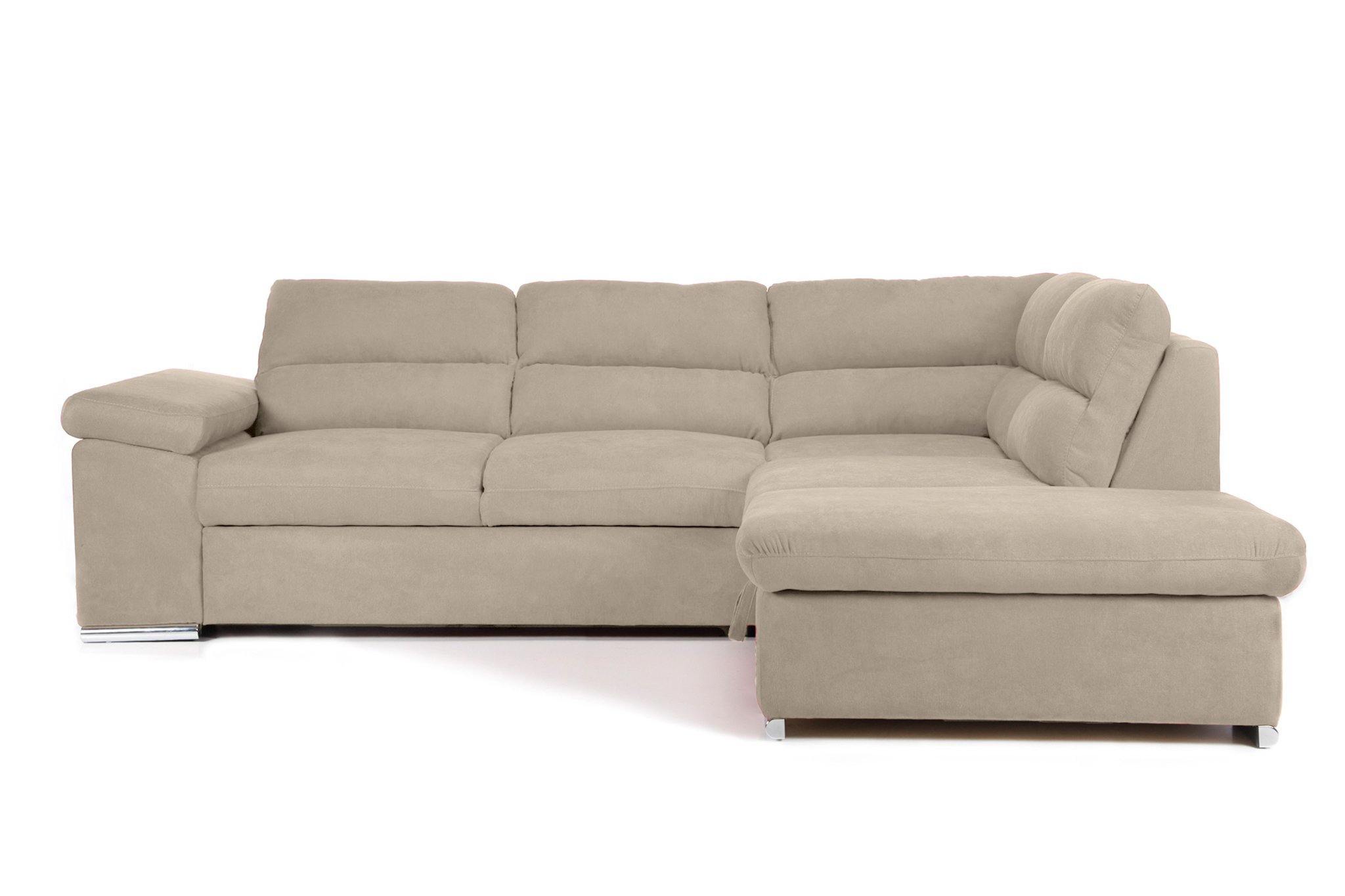 Colțar Extensibil ALONSO, cu ladă de depozitare, variante stânga/dreapta 260x220x85 cm Bej-Enjoy Dreapta Prestige Home