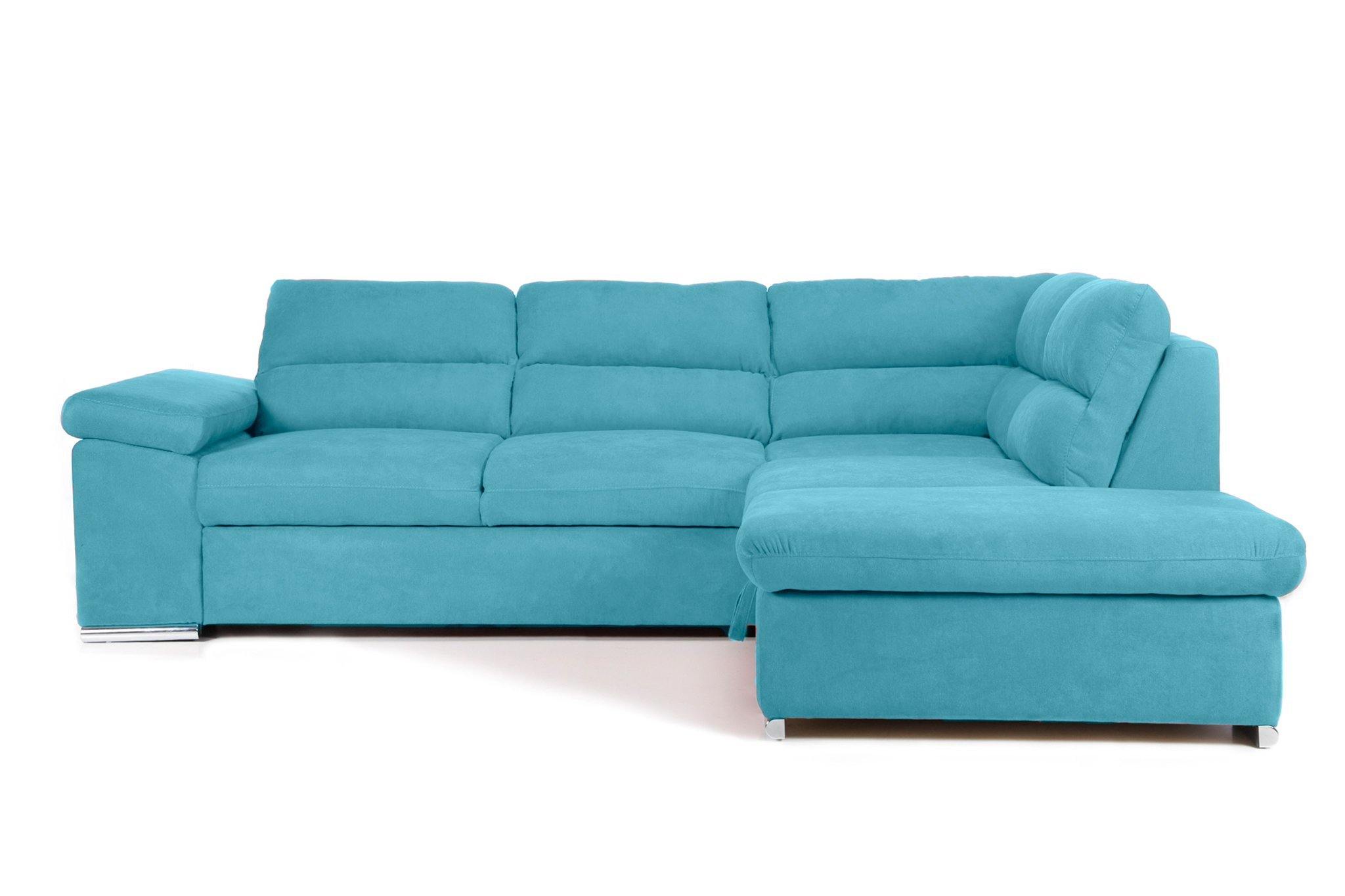 Colțar Extensibil ALONSO, cu ladă de depozitare, variante stânga/dreapta 260x220x85 cm Turcoaz-Enjoy Dreapta Prestige Home