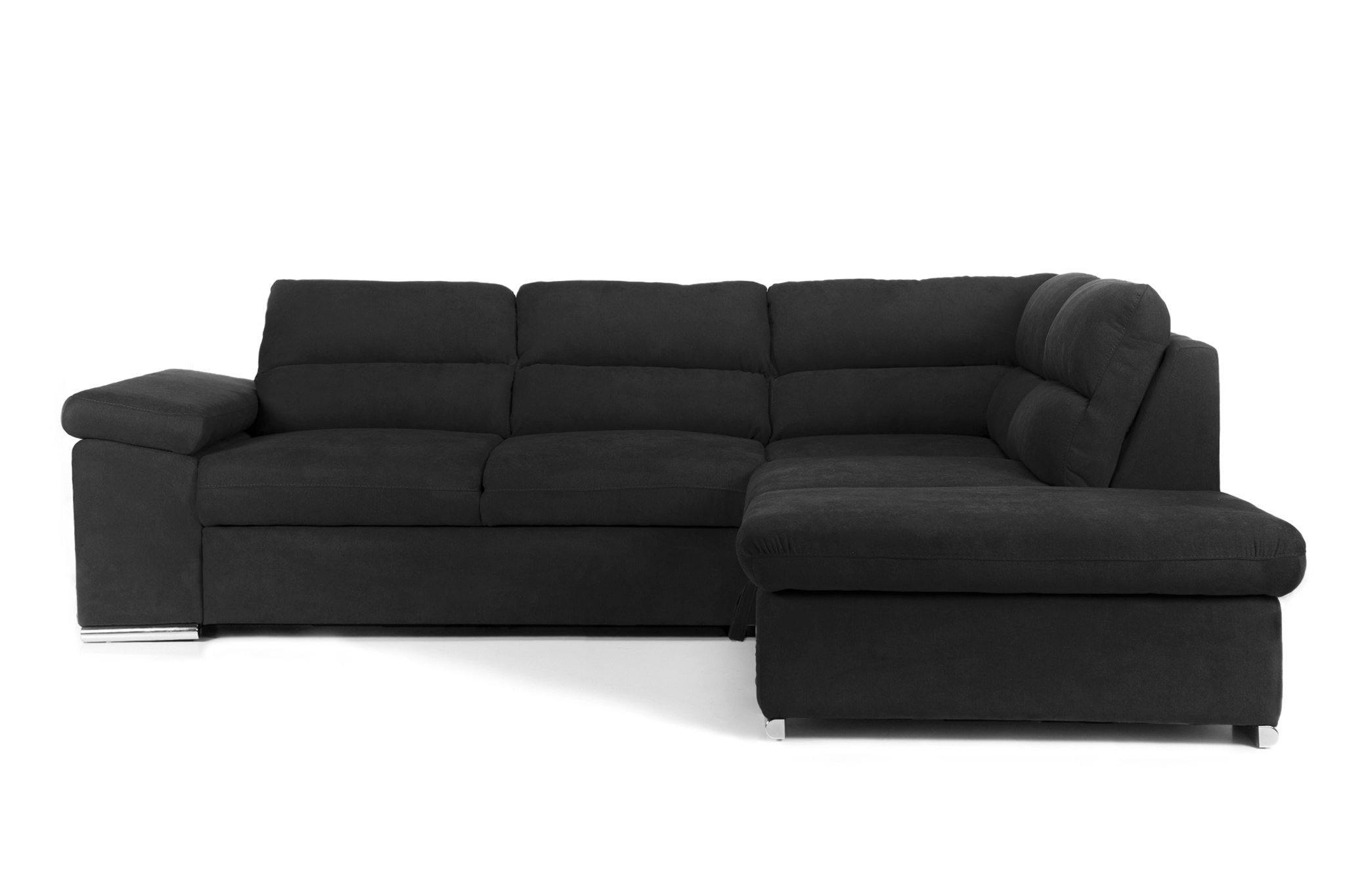 Colțar Extensibil ALONSO, cu ladă de depozitare, variante stânga/dreapta 260x220x85 cm Negru-Enjoy Dreapta Prestige Home