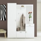 Set mobilier hol AMALIA, alb, cu oglindă și cuier, 144x188 cm Kondela