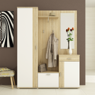 Set mobilier hol AMALIA, stejar sonoma/alb, cu oglindă și cuier, 144x188 cm Kondela