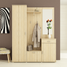 Set mobilier hol AMALIA, stejar sonoma, cu oglindă și cuier, 144x188 cm Kondela