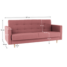 Canapea tapițată 3 locuri BUDVA, textil roz învechit, 207x94x92 cm Kondela
