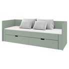 Pat extensibil ANTONY, verde-gri, 90/180x200 cm, cu sertare Kondela