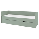 Pat extensibil ANTONY, verde-gri, 90/180x200 cm, cu sertare Kondela