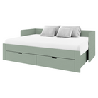 Pat extensibil ANTONY, verde-gri, 90/180x200 cm, cu sertare Kondela