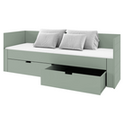 Pat extensibil ANTONY, verde-gri, 90/180x200 cm, cu sertare Kondela