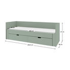 Pat extensibil ANTONY, verde-gri, 90/180x200 cm, cu sertare Kondela