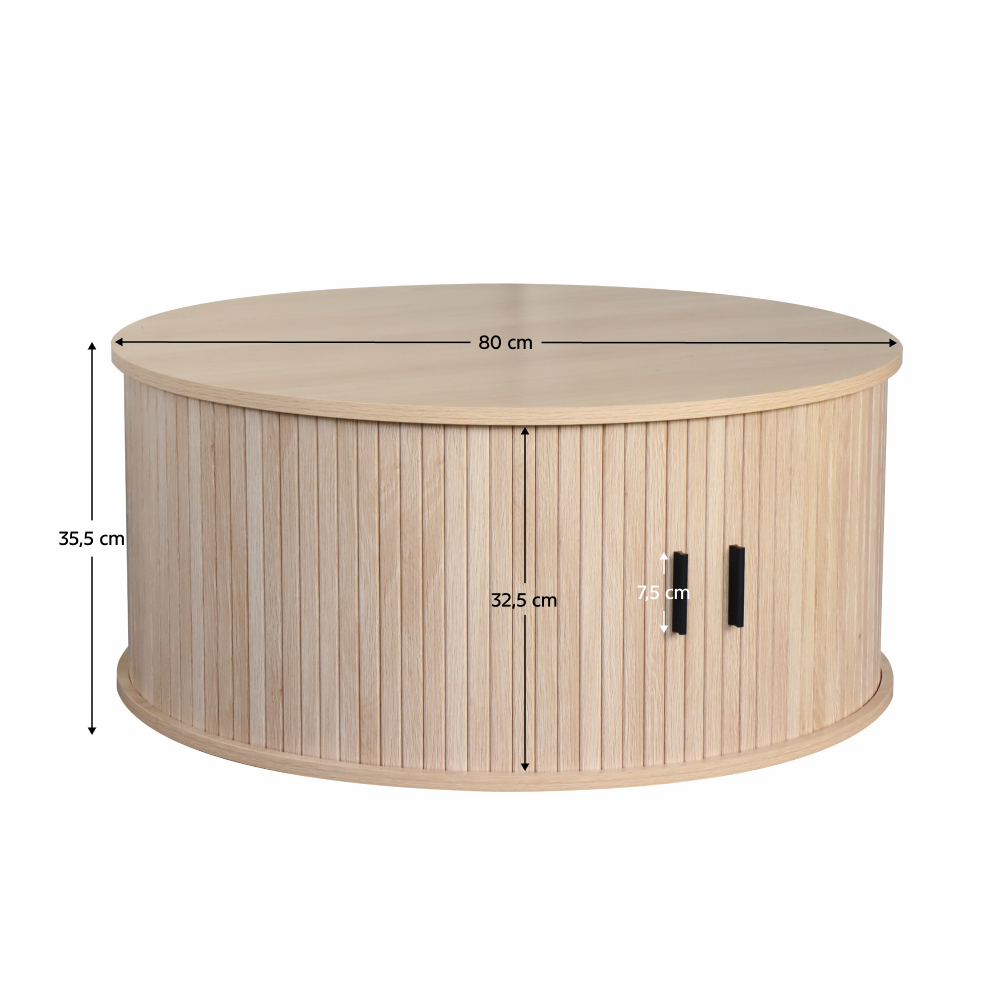 Măsuță de cafea BRIBIR, rotundă, stejar Kondela