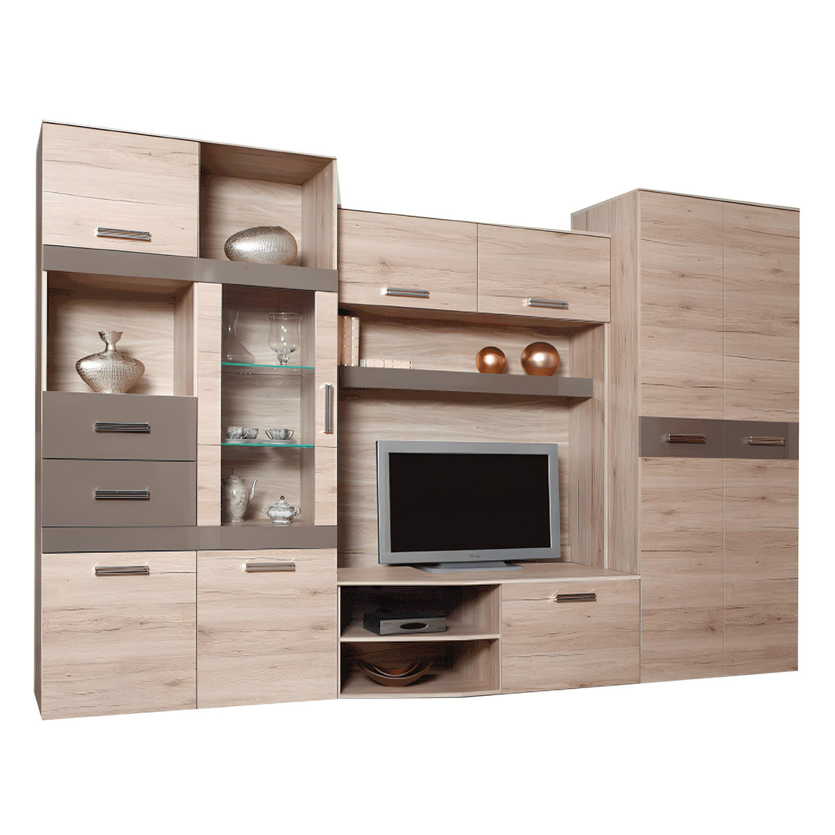 Ansamblu living, stejar san marino/latte extra lucios HG, ASSOR Kondela
