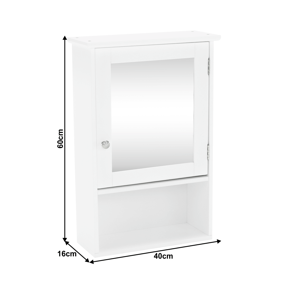 Dulap suspendat cu oglindă SLANO 2, alb, 40x16x60 cm Kondela