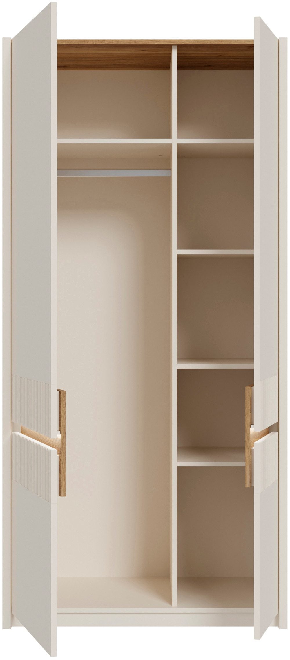 Dulap Oak Square, cu iluminare LED, 2 uși, PAL, Stejar Mauvella/Nisip, 95,3×52×197,9 cm Arboteca