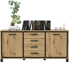 Comodă Sideboard Trondheim cu 2 uși și 4 sertare, negru stejar artisan, 178 cm Arboteca