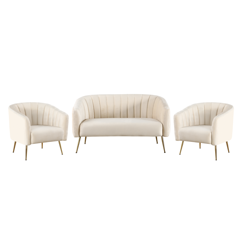 Fotoliu de design, ţesătură Velvet bej/gold crom-auriu, BAGY Kondela