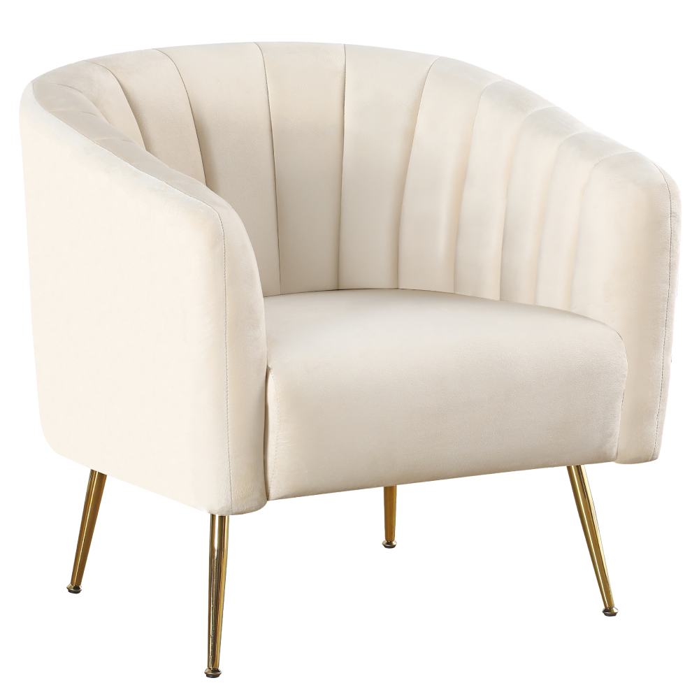 Fotoliu de design, ţesătură Velvet bej/gold crom-auriu, BAGY Kondela