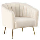 Fotoliu de design, ţesătură Velvet bej/gold crom-auriu, BAGY Kondela