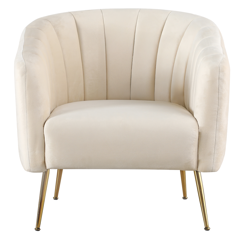 Fotoliu de design, ţesătură Velvet bej/gold crom-auriu, BAGY Kondela
