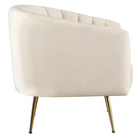 Fotoliu de design, ţesătură Velvet bej/gold crom-auriu, BAGY Kondela