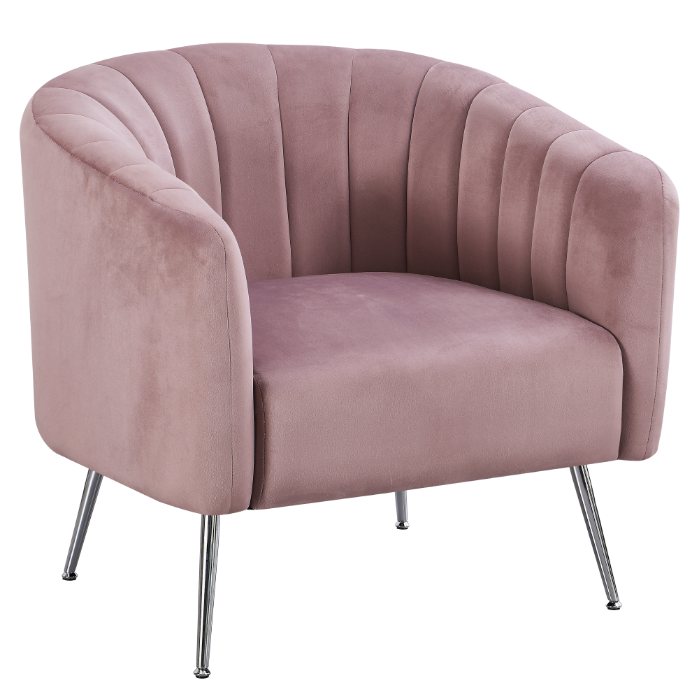 Fotoliu de design, ţesătură Velvet roz/crom-argintiu, BAGY Kondela