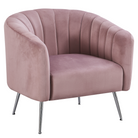 Fotoliu de design, ţesătură Velvet roz/crom-argintiu, BAGY Kondela