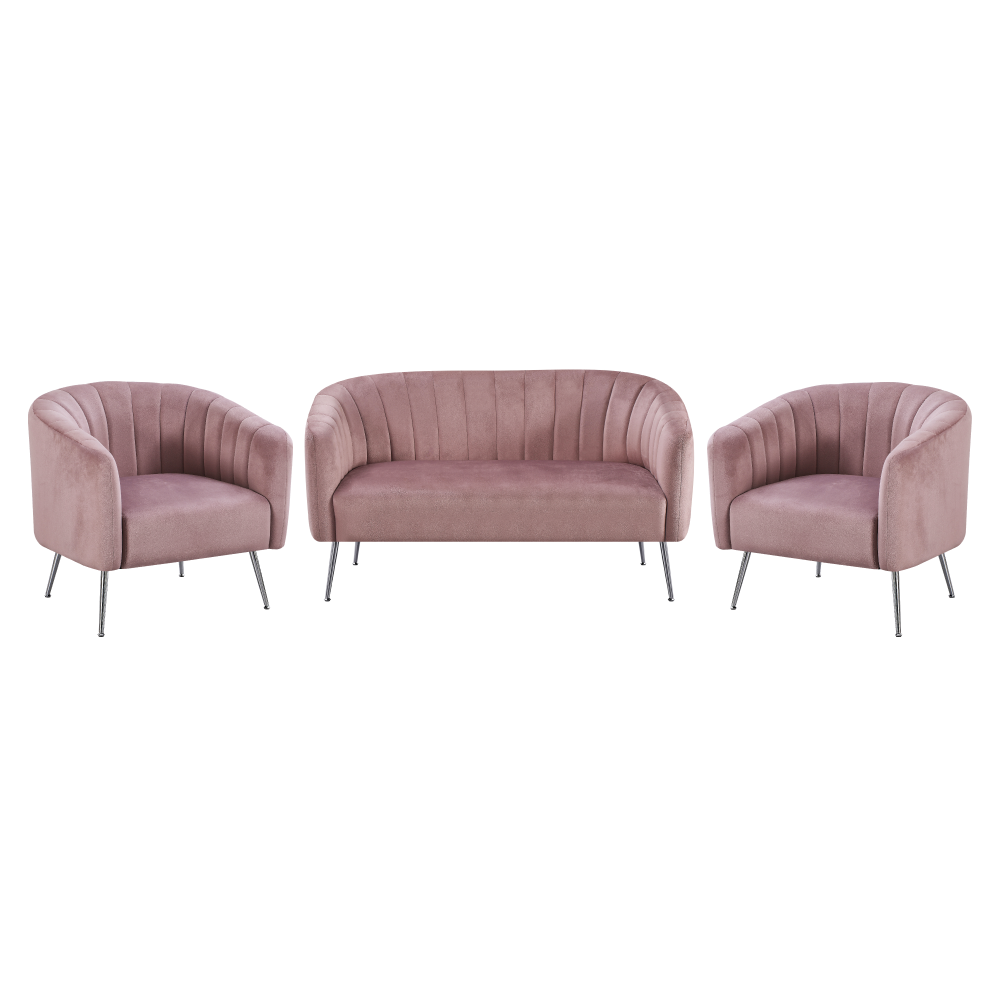 Fotoliu de design, ţesătură Velvet roz/crom-argintiu, BAGY Kondela