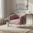 Fotoliu de design, ţesătură Velvet roz/crom-argintiu, BAGY Kondela