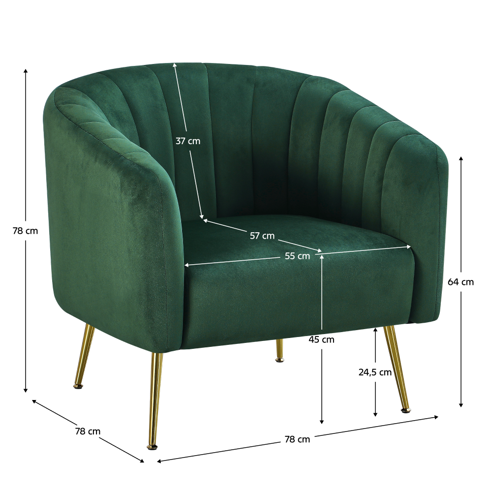 Fotoliu de design, ţesătură Velvet verde închis/gold crom-auriu, BAGY Kondela