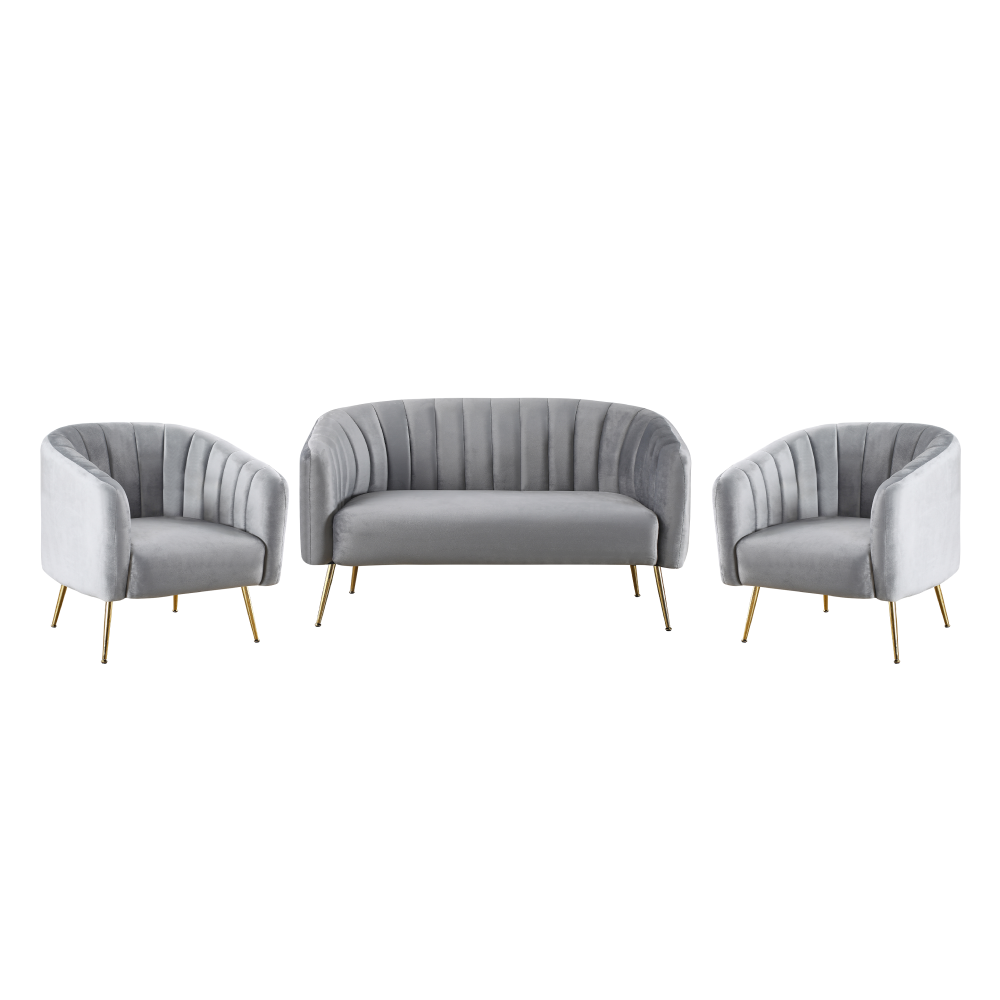 Fotoliu de design, ţesătură Velvet gri/gold crom-auriu, BAGY Kondela