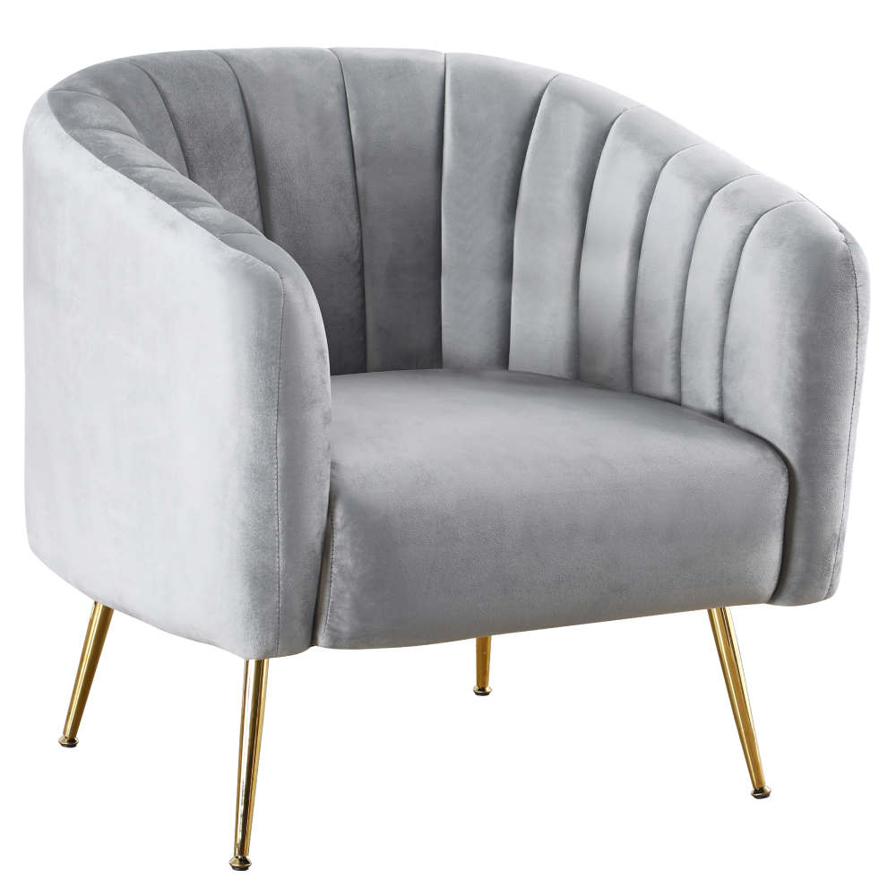 Fotoliu de design, ţesătură Velvet gri/gold crom-auriu, BAGY Kondela