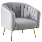 Fotoliu de design, ţesătură Velvet gri/gold crom-auriu, BAGY Kondela