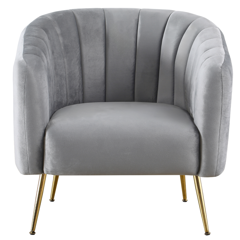 Fotoliu de design, ţesătură Velvet gri/gold crom-auriu, BAGY Kondela