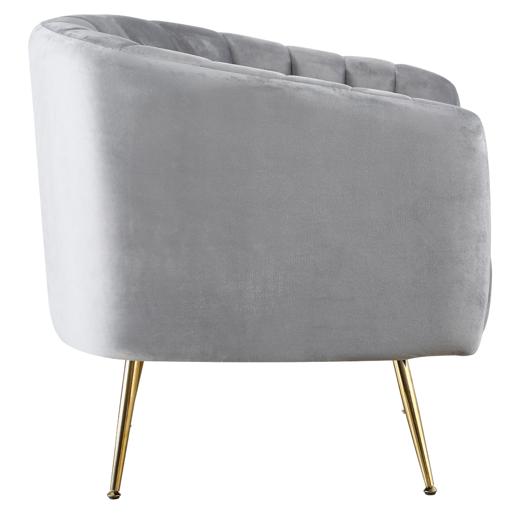 Fotoliu de design, ţesătură Velvet gri/gold crom-auriu, BAGY Kondela