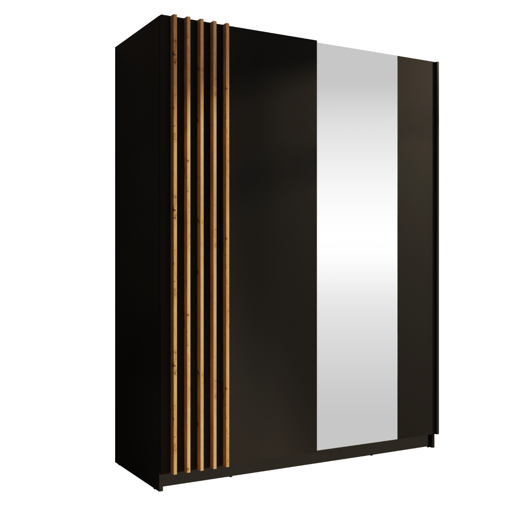 Dulap BRESCIA TIP 1, neagră/stejar artisan, 150x63.5x198.5 cm Kondela
