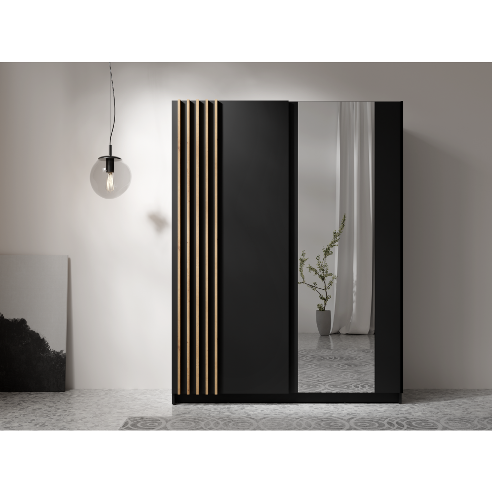 Dulap BRESCIA TIP 1, neagră/stejar artisan, 150x63.5x198.5 cm Kondela